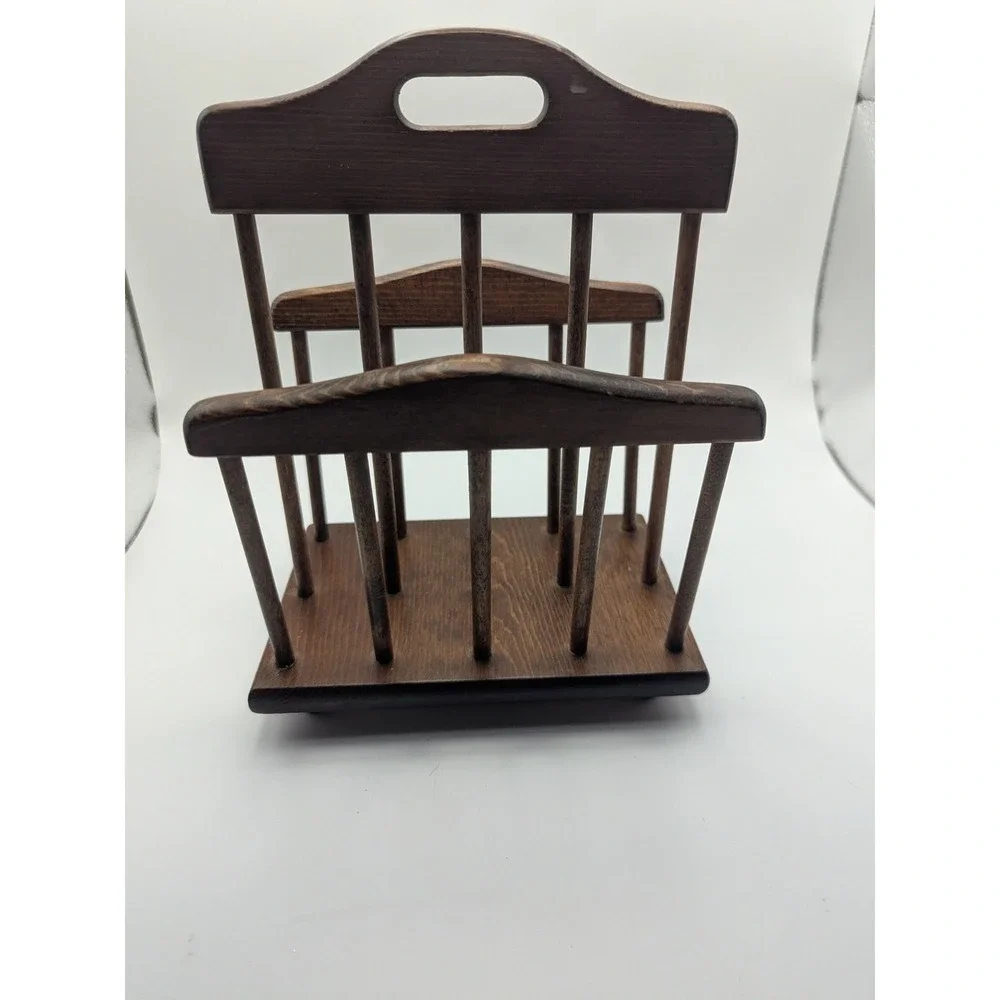 Vintage‎ Spindle Wooden Napkin Holder Double Sided 8x6.5